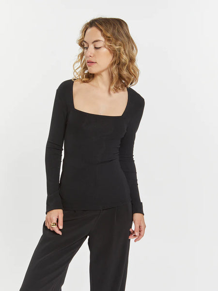 Weekend LA Black Janice Square Neck Top