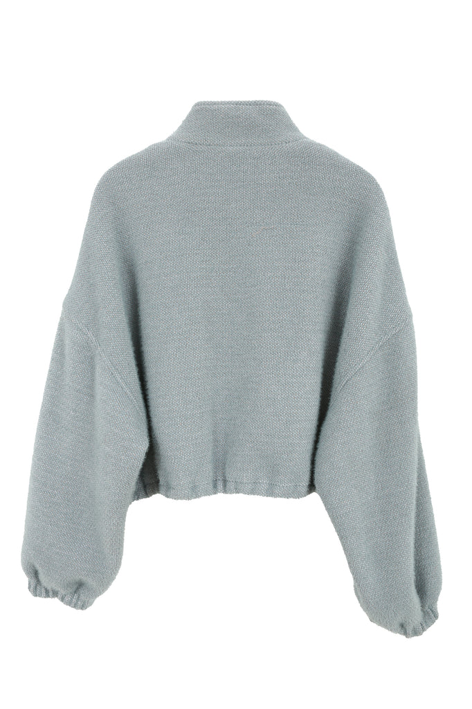 TheKorner Blue Blanket Knit Zip Up Jacket