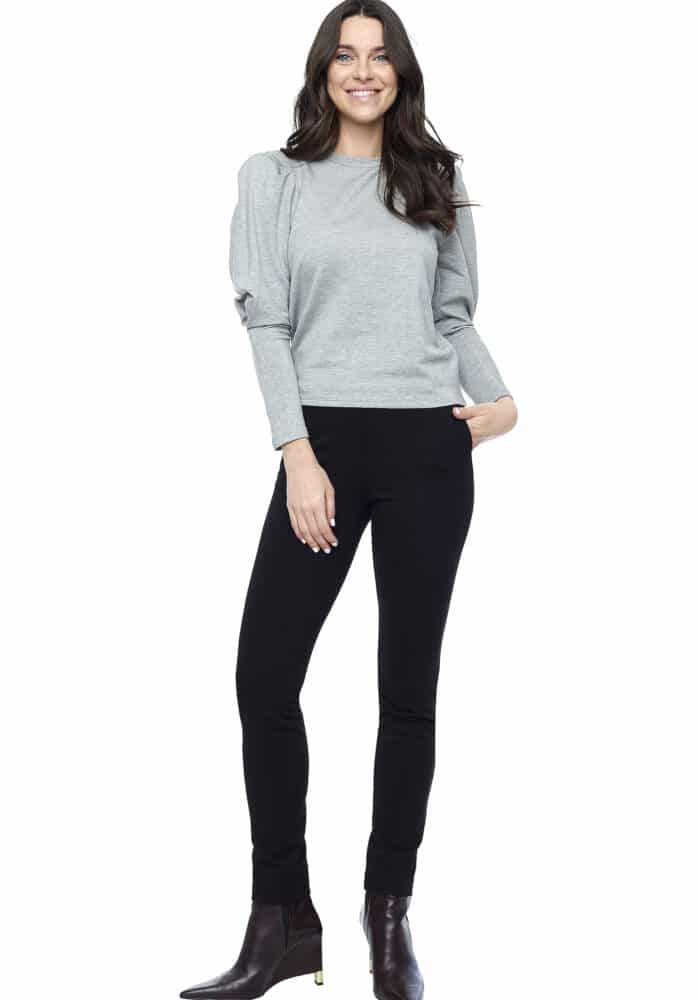 iltm Light Grey Melange Penelope Gigot Sleeve Top
