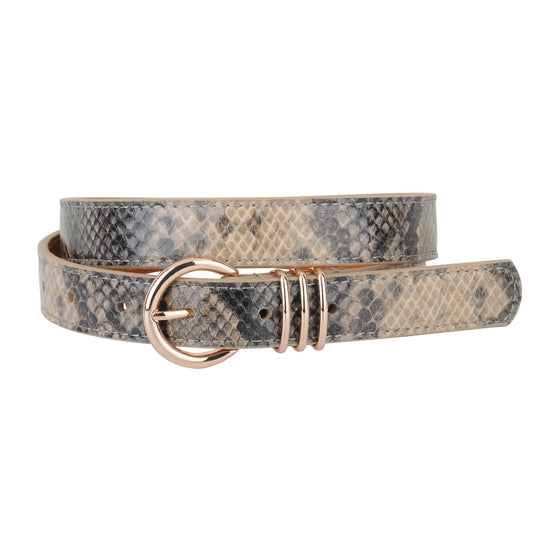 Skinny Snake Print Belt with Triple Holder