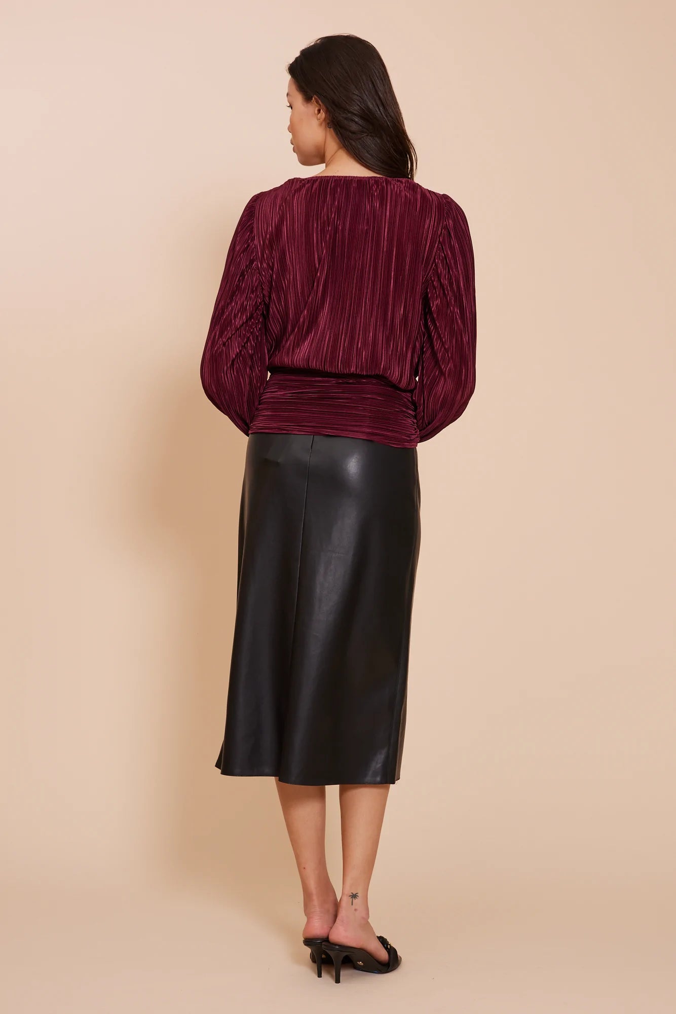 Lucy Paris Maroon Rosa Gathered Waist Top