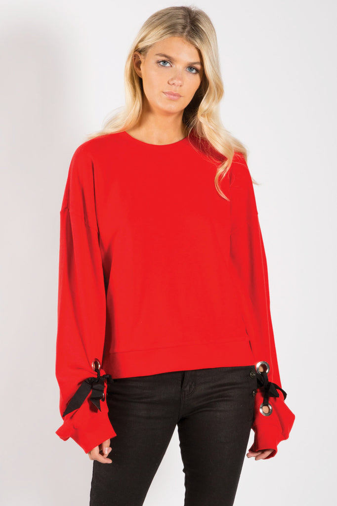 Sweatshirt with Tie Sleeves
