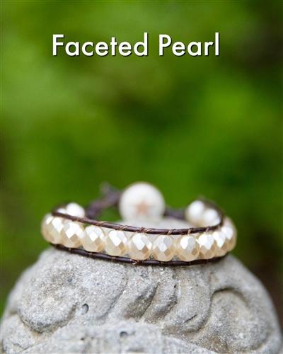 Gemstone Threaded Leather Wrap