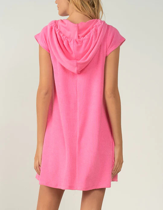 Elan Terry Hooded Cap Sleeve Beach Coverup
