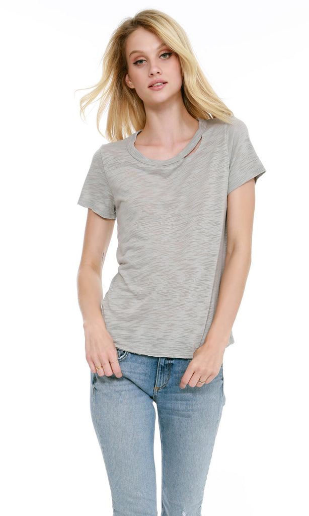 Short Sleeve Cut Out Neck T-Shirt