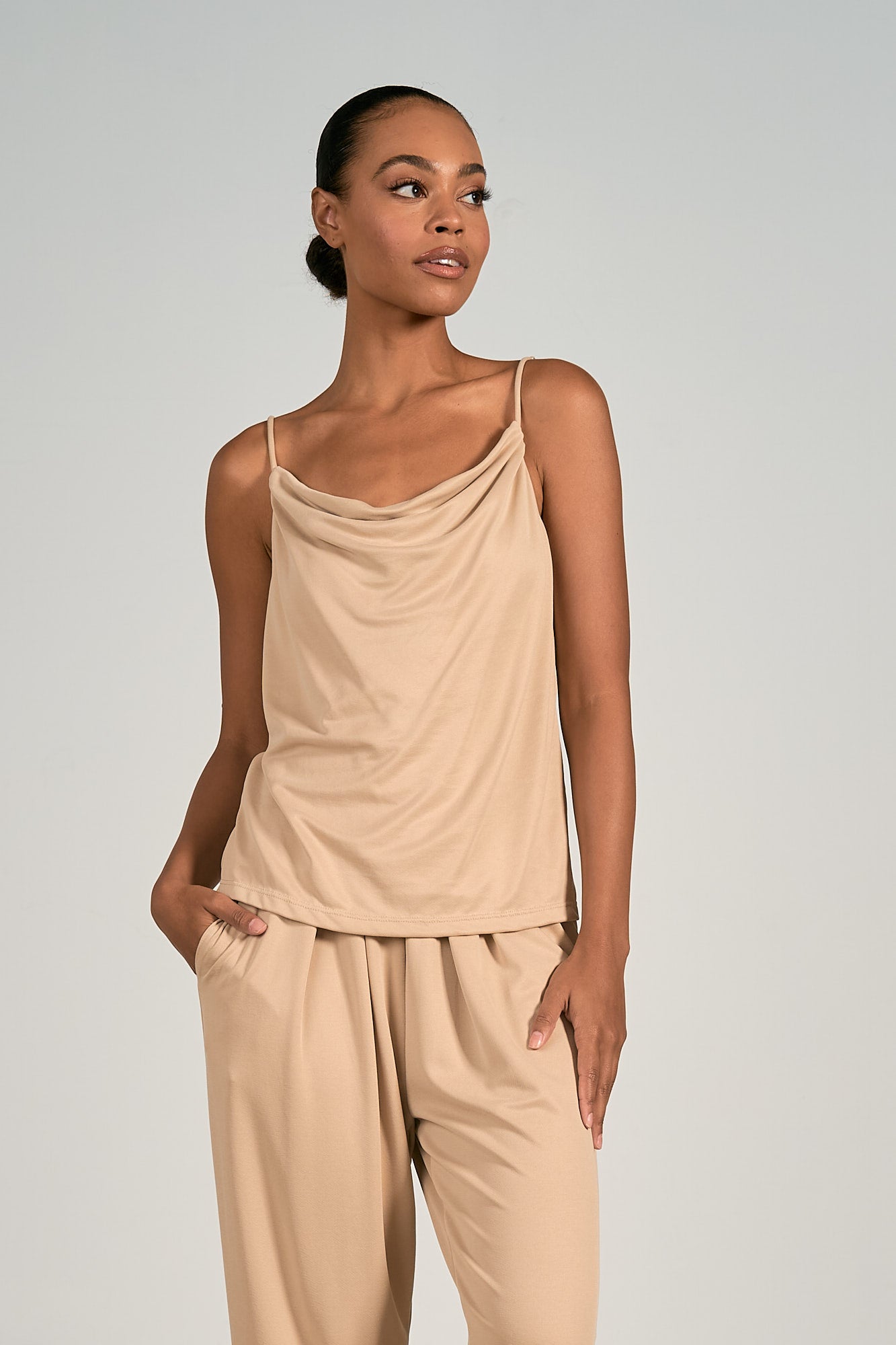 Womens Thin Strap Camisole - Tan 