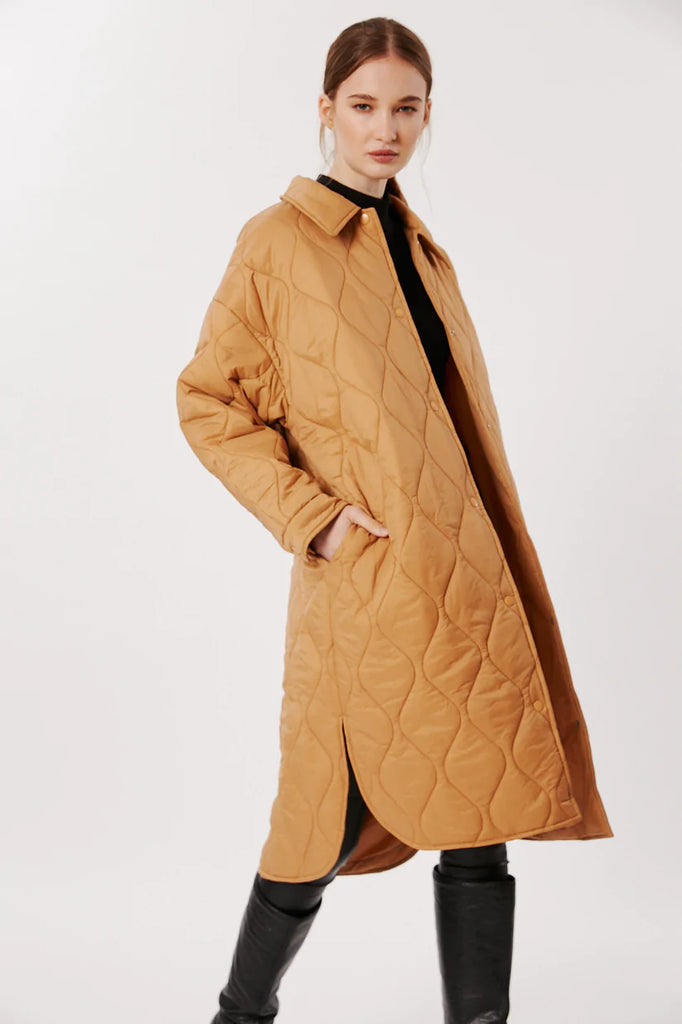 Deluc Fenicia Tan Quilted Long Shacket