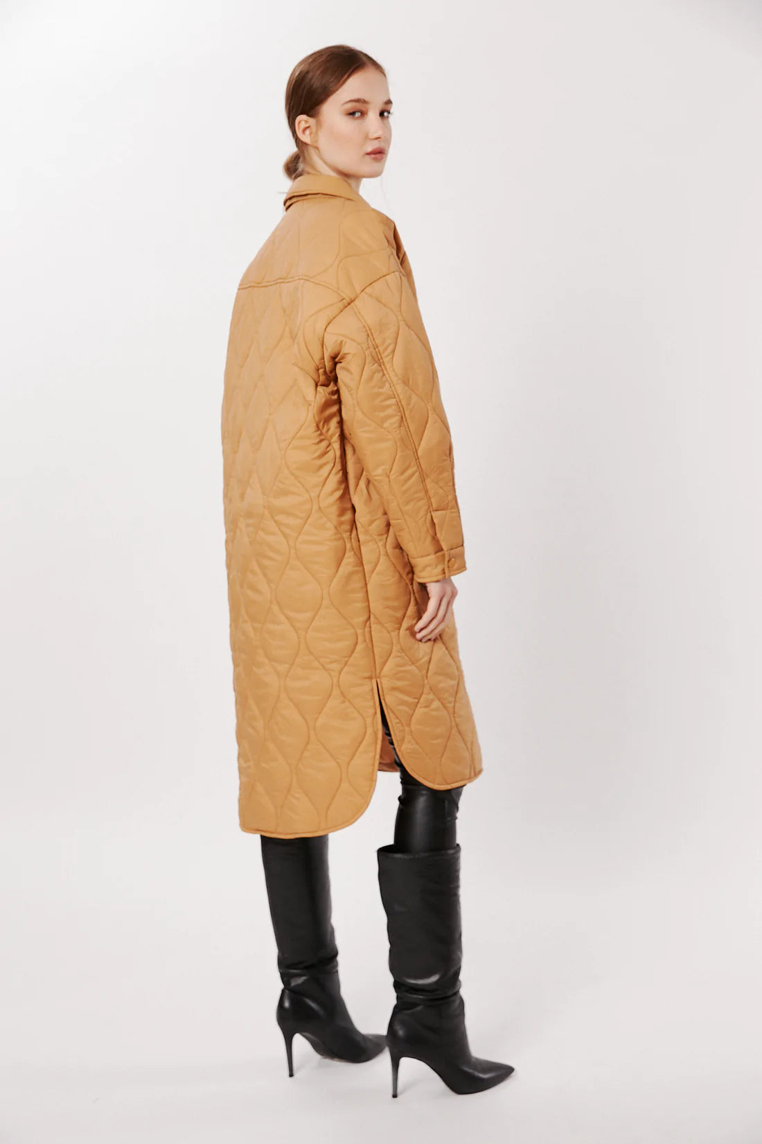 Deluc Fenicia Tan Quilted Long Shacket