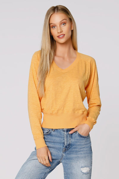 Tangerine Long Sleeve Cropped Raglan Top