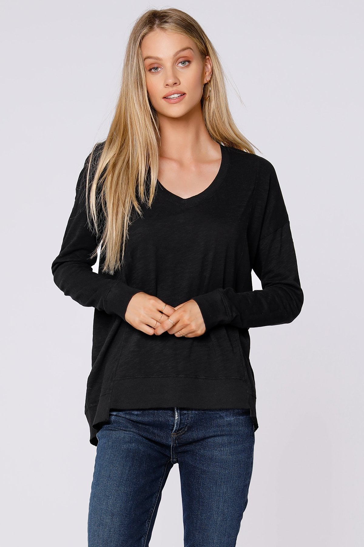 Carbon Grey Long Sleeve V-Neck