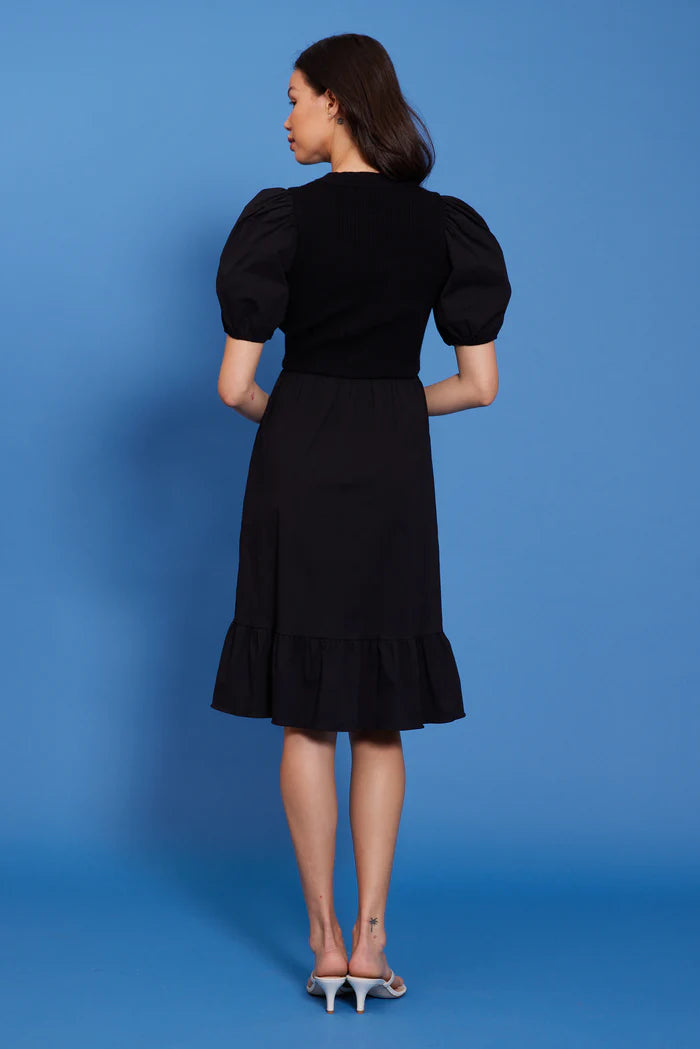 Lucy Paris Black Mixed Knit Dress