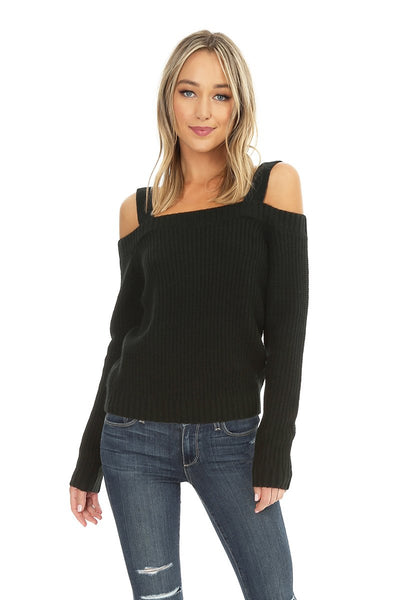 Black Cold Shoulder Sweater