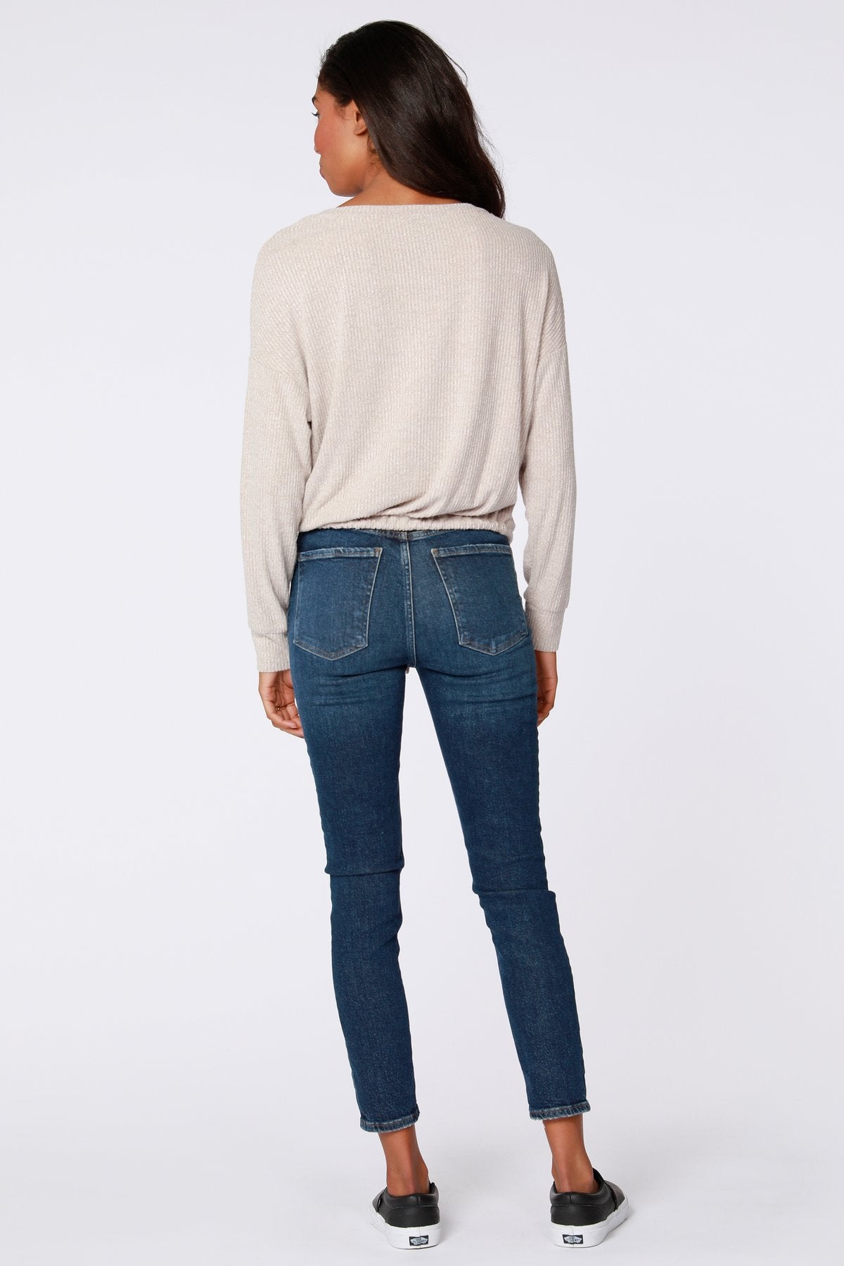 Tan Drawstring Boatneck Top
