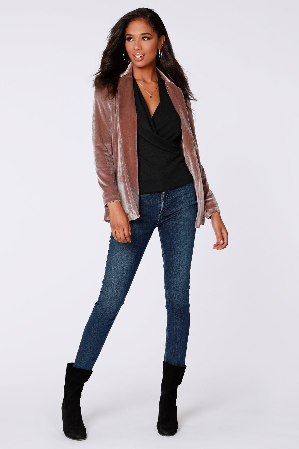 Black Long Sleeve Wrap Top