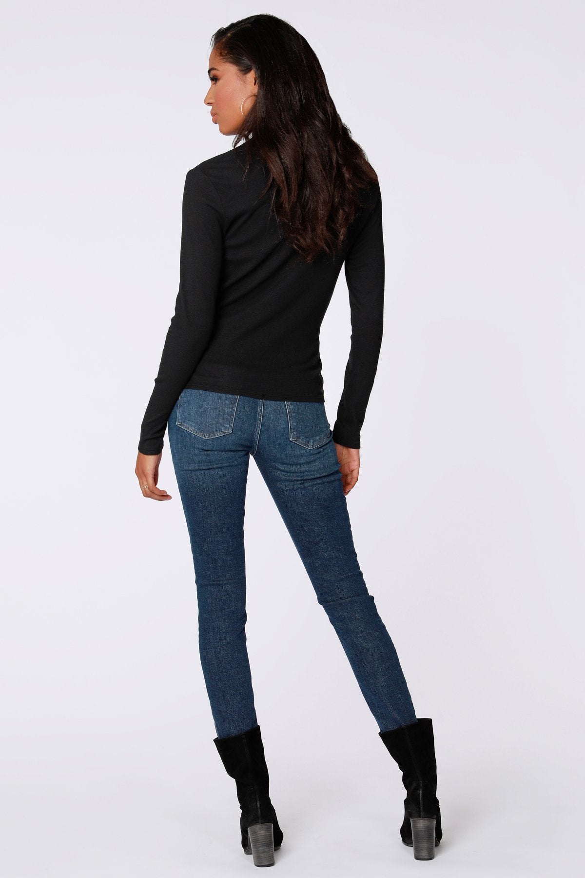 Black Long Sleeve Wrap Top