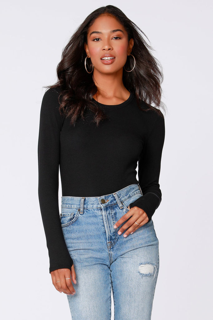 Long Sleeve Crew Neck Ribbed Bodysuit