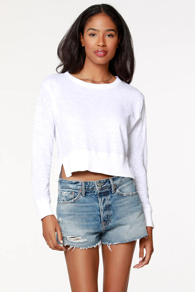 bobi Pink Split Hem Long Sleeve Tee