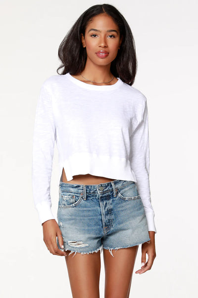 bobi Pink Split Hem Long Sleeve Tee