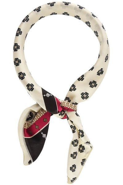 Vintage Print Neckerchief in Ivory with Black
