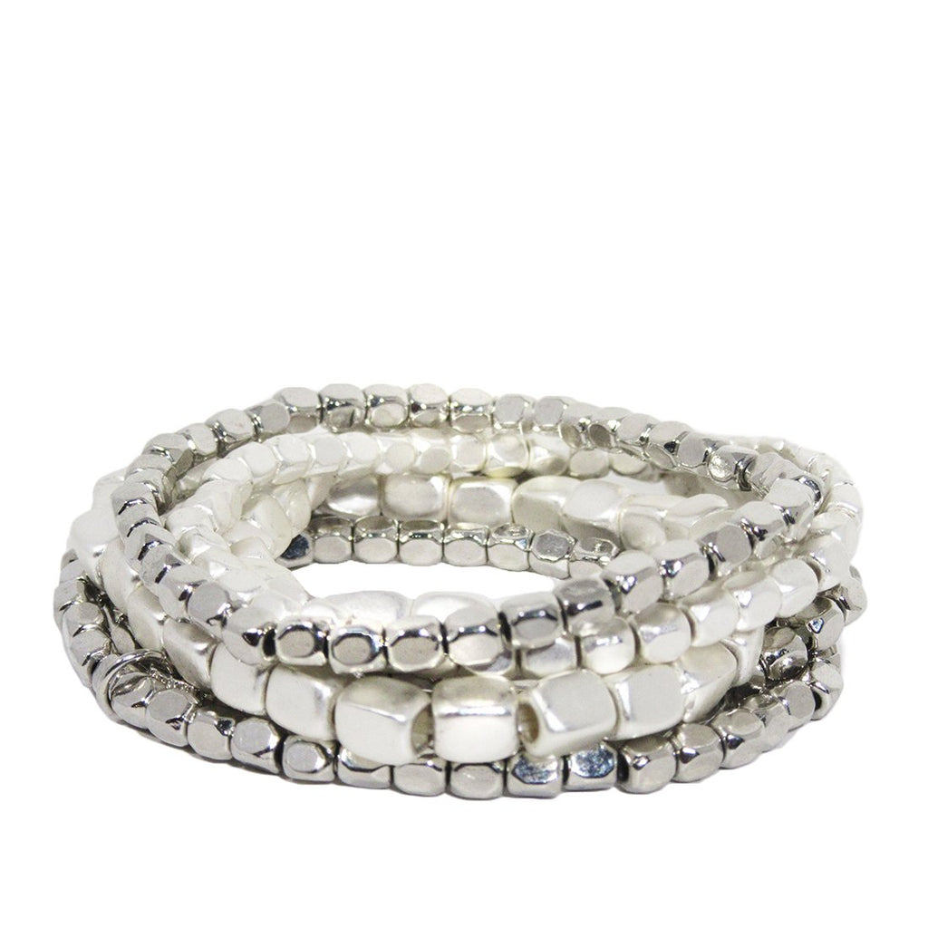 Marlyn Schiff Matte Silver/Shiny Silver Bracelet Set
