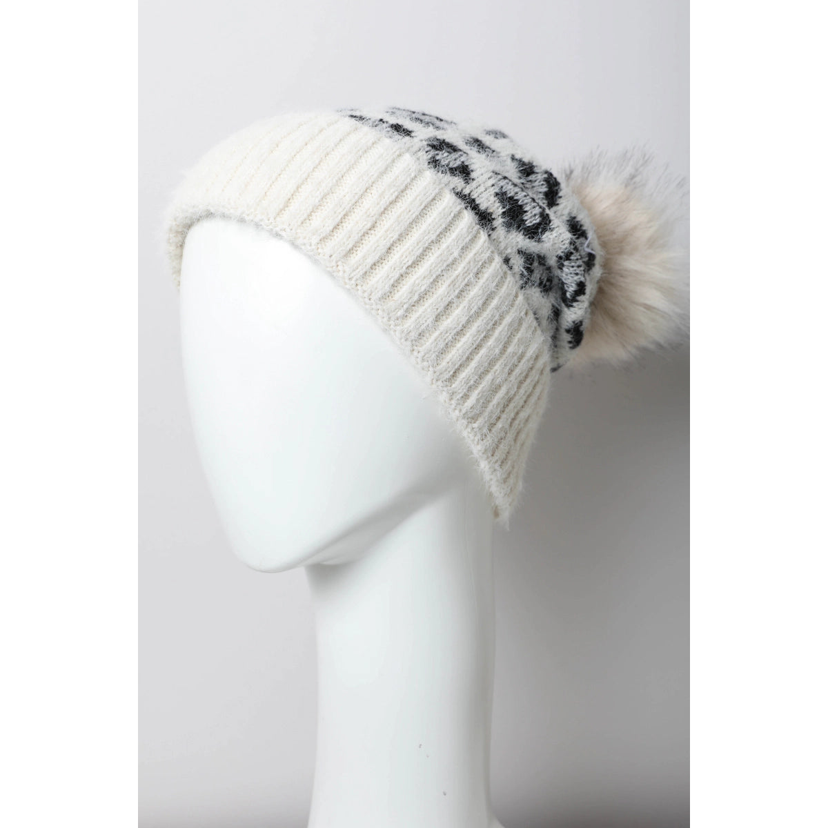 Leto Accessories Leopard Knit Beanie Hat