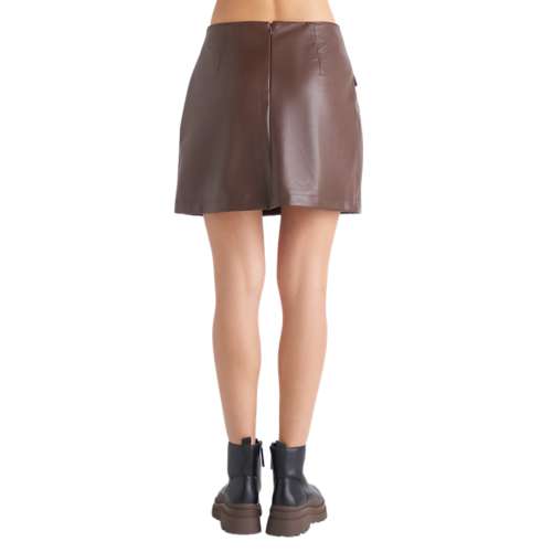 DEX Rustic Brown Faux Leather Mini Skirt