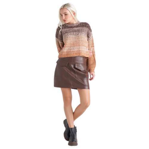 DEX Rustic Brown Faux Leather Mini Skirt