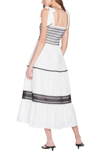 en saison White and Black Smocked Maxi Dress