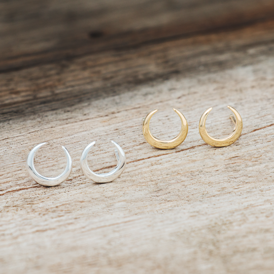 Crescent Moon Stud Earrings