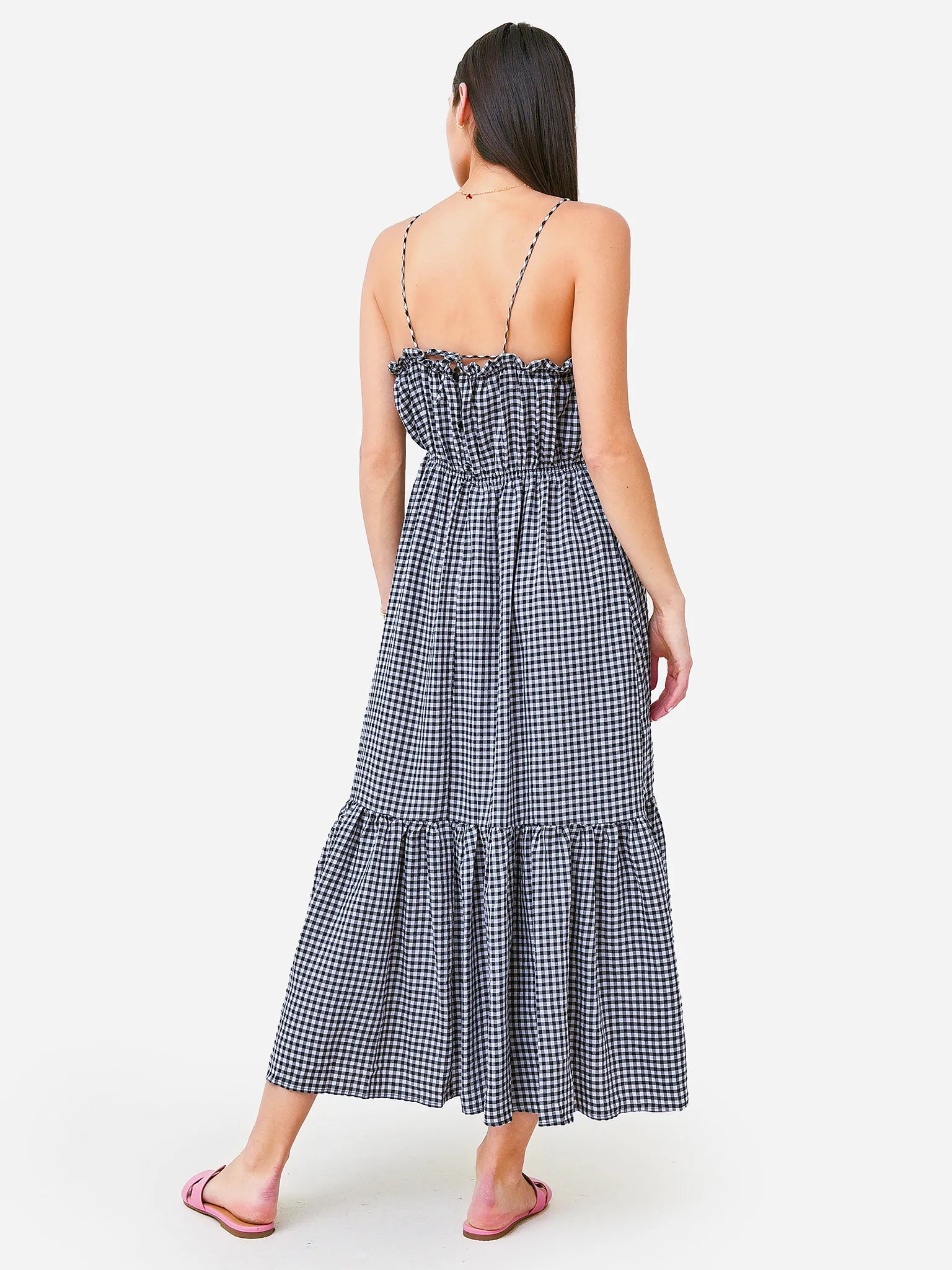 Deluc Walden Black White Gingham Midi Dress at Maria Vincent Boutique Deluc Walden Black White Gingham Midi Dress at Maria Vincent Boutique