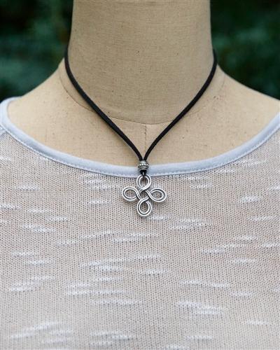 Suede Necklace with Infinity Knot Pendant