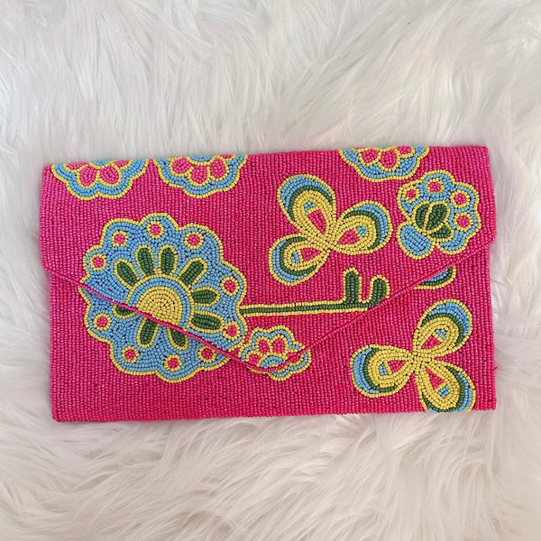 Treasure Jewels San Miquel Floral Beaded Clutch