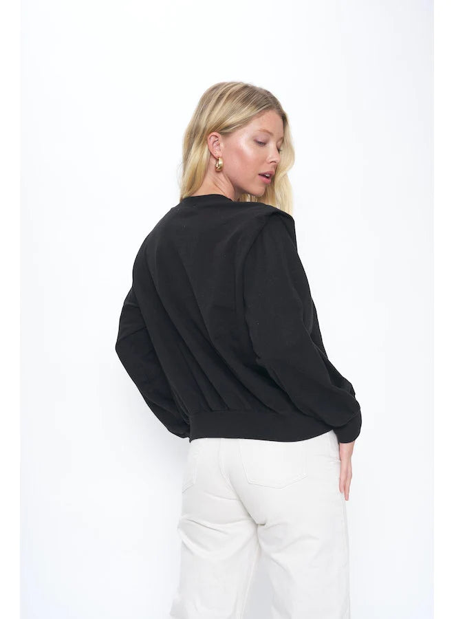 Project Social T Black Paolo Exaggerated Shoulder Sweatshirt