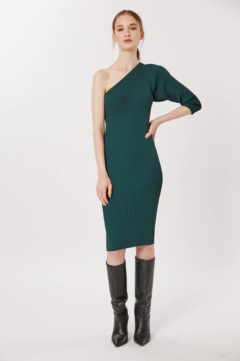 Deluc Bucci Emerald Green Asymmetric Dress