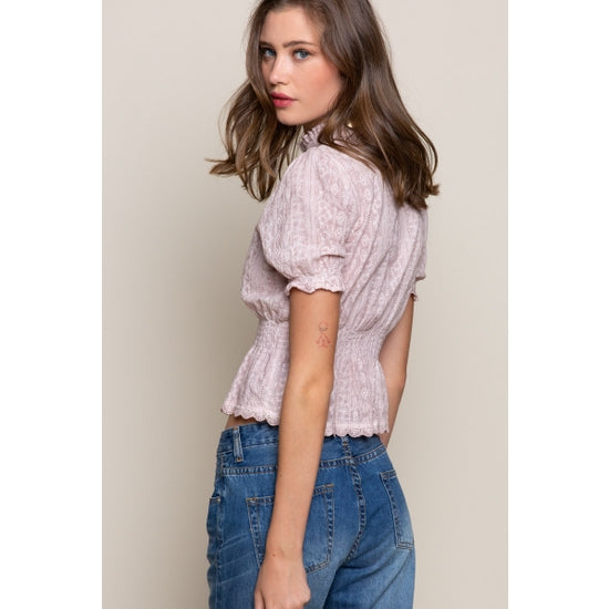 Pink Button Down Ruffled Top