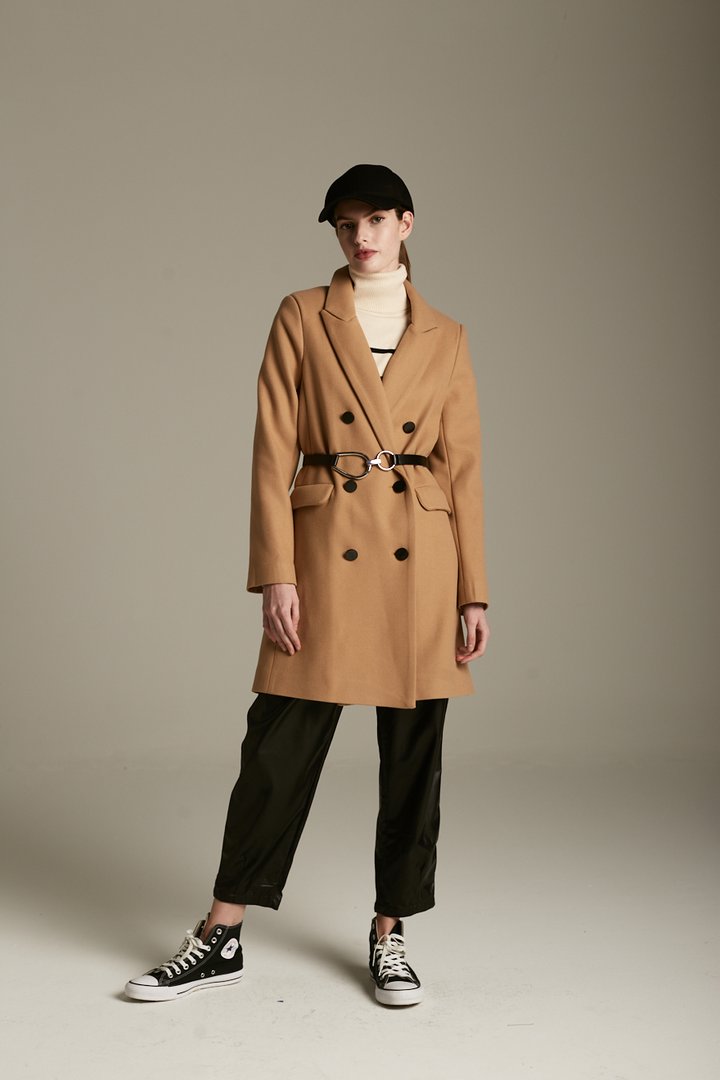 Deluc Agatha Camel Double Breasted Coat