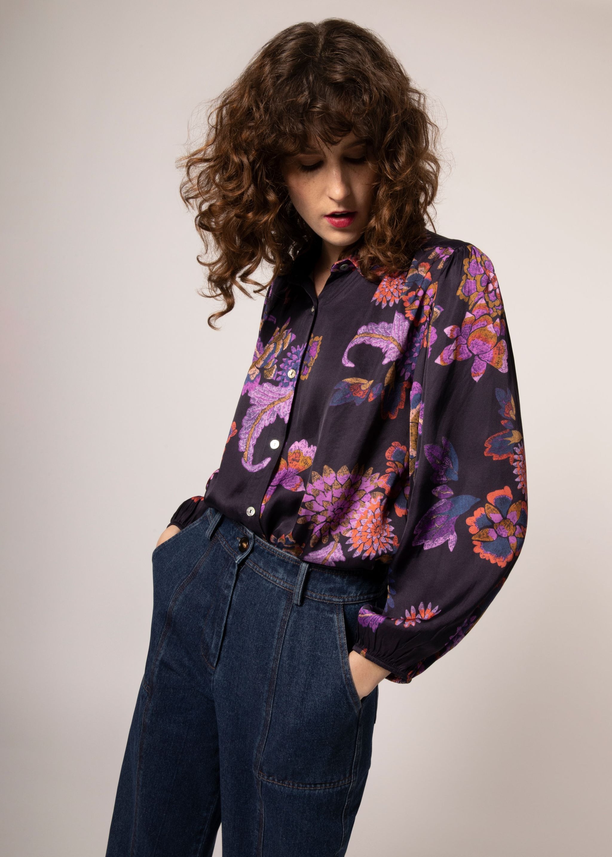FRNCH Camassia Purple Floral Top