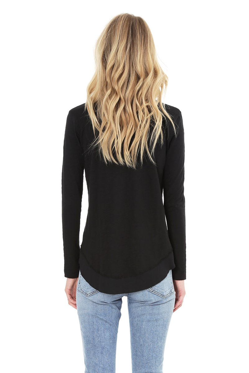 Long Sleeve Curved Ribbed Hem Top