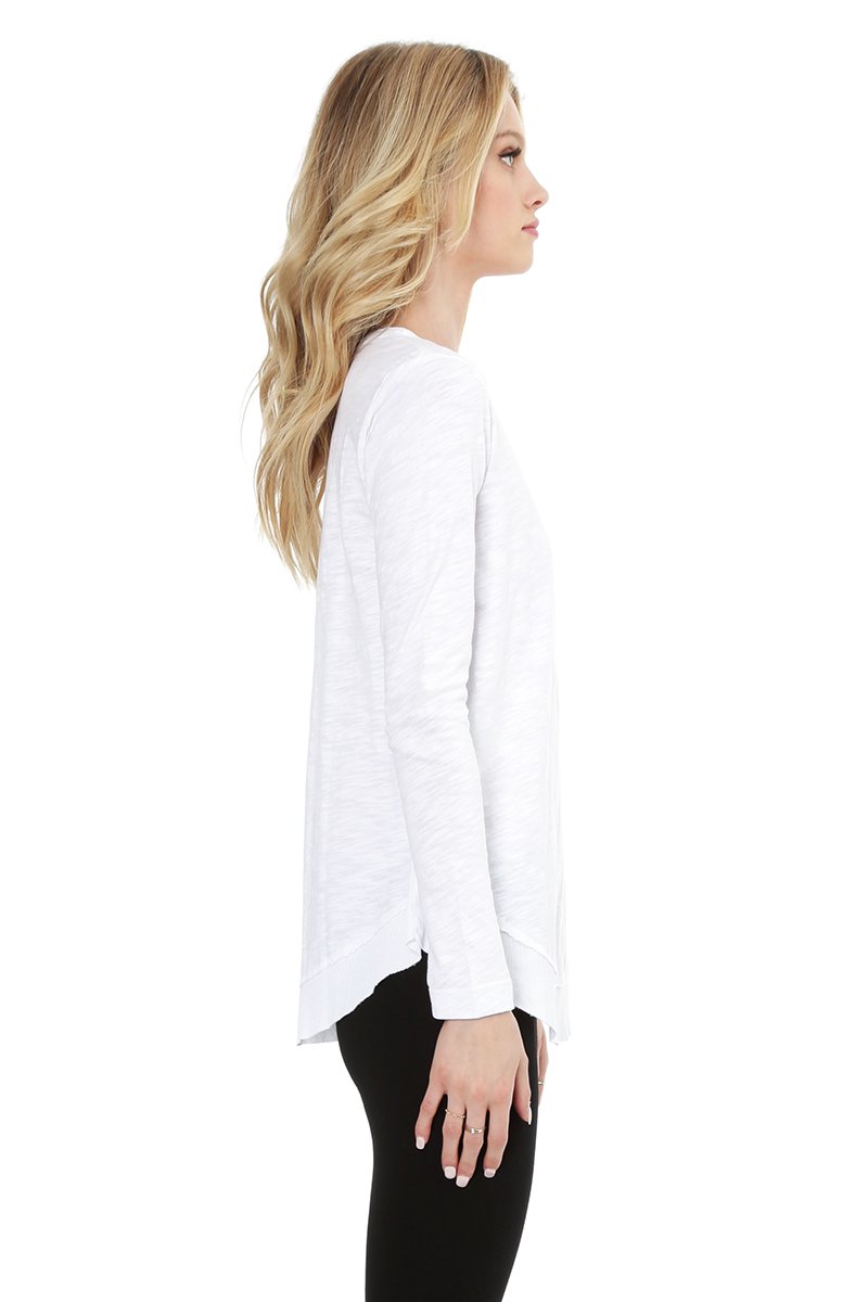 Long Sleeve Curved Ribbed Hem Top