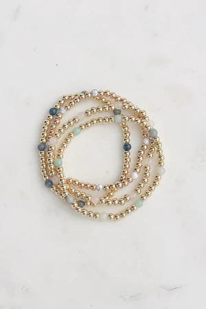 The Lucky Collective Spaced Stone Stretch Bracelets