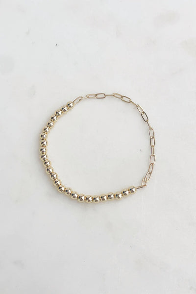 The Lucky Collective Gold Paperclip Chain Beaded Bracelet