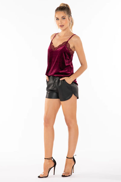 Bishop + Young Burgundy Velvet Lotus Cami