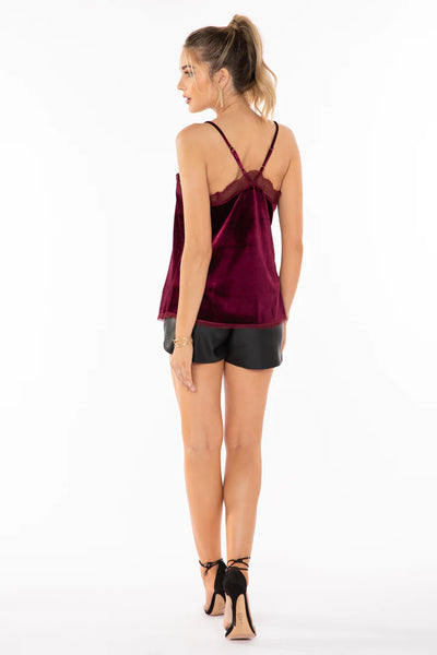 Bishop + Young Burgundy Velvet Lotus Cami