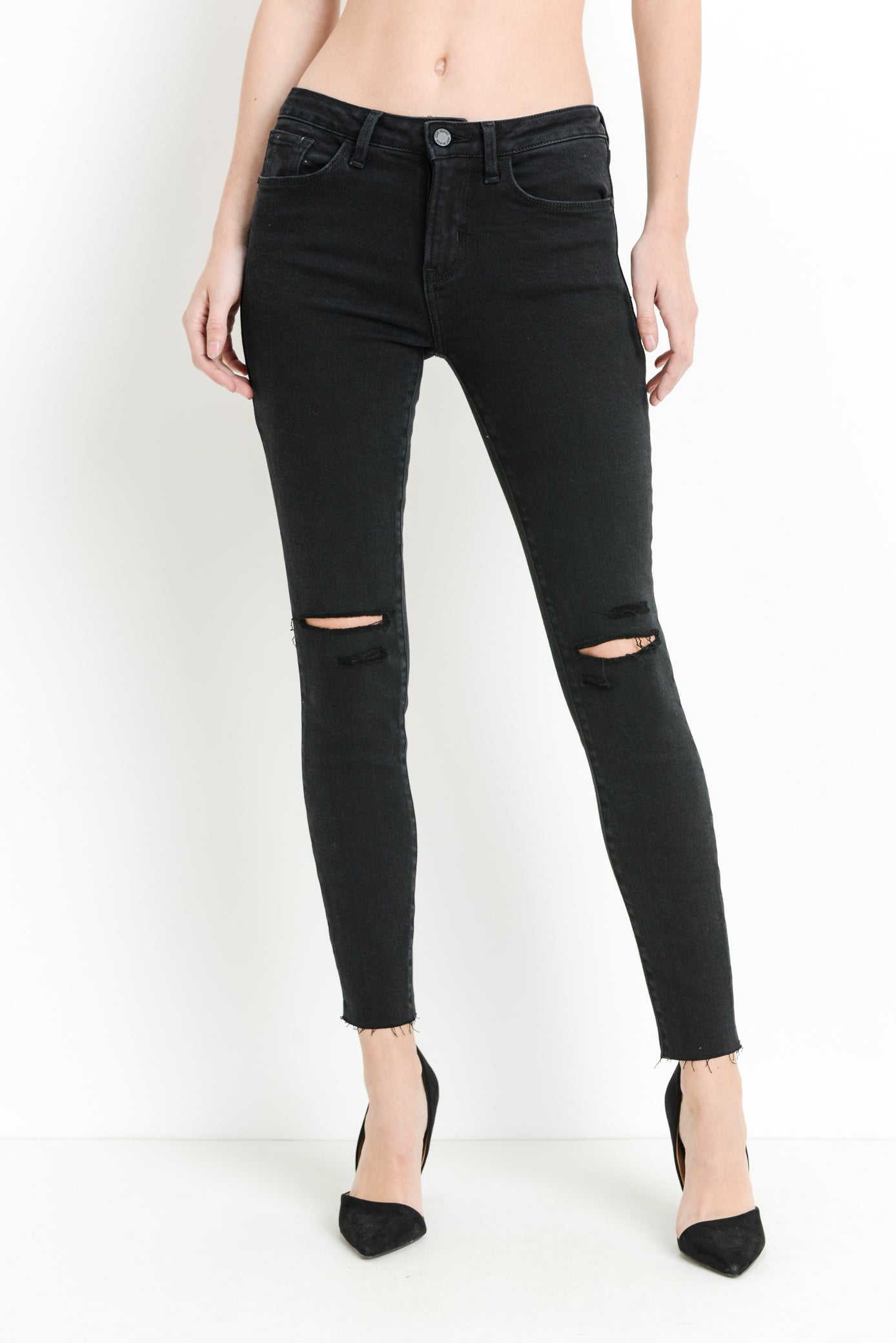 Black Skinny Jeans with Multi Slits