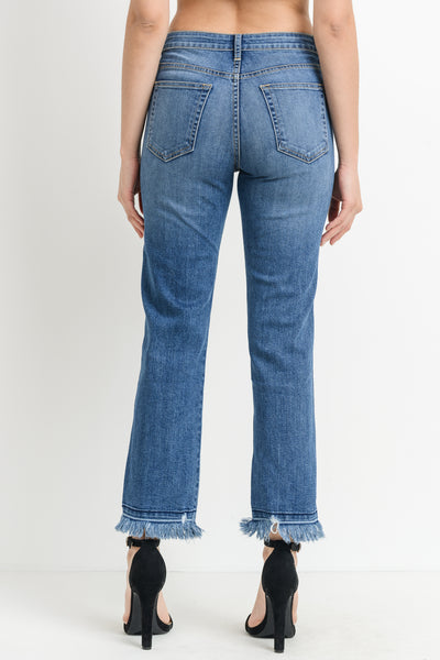 High Rise Frayed Hem Jeans