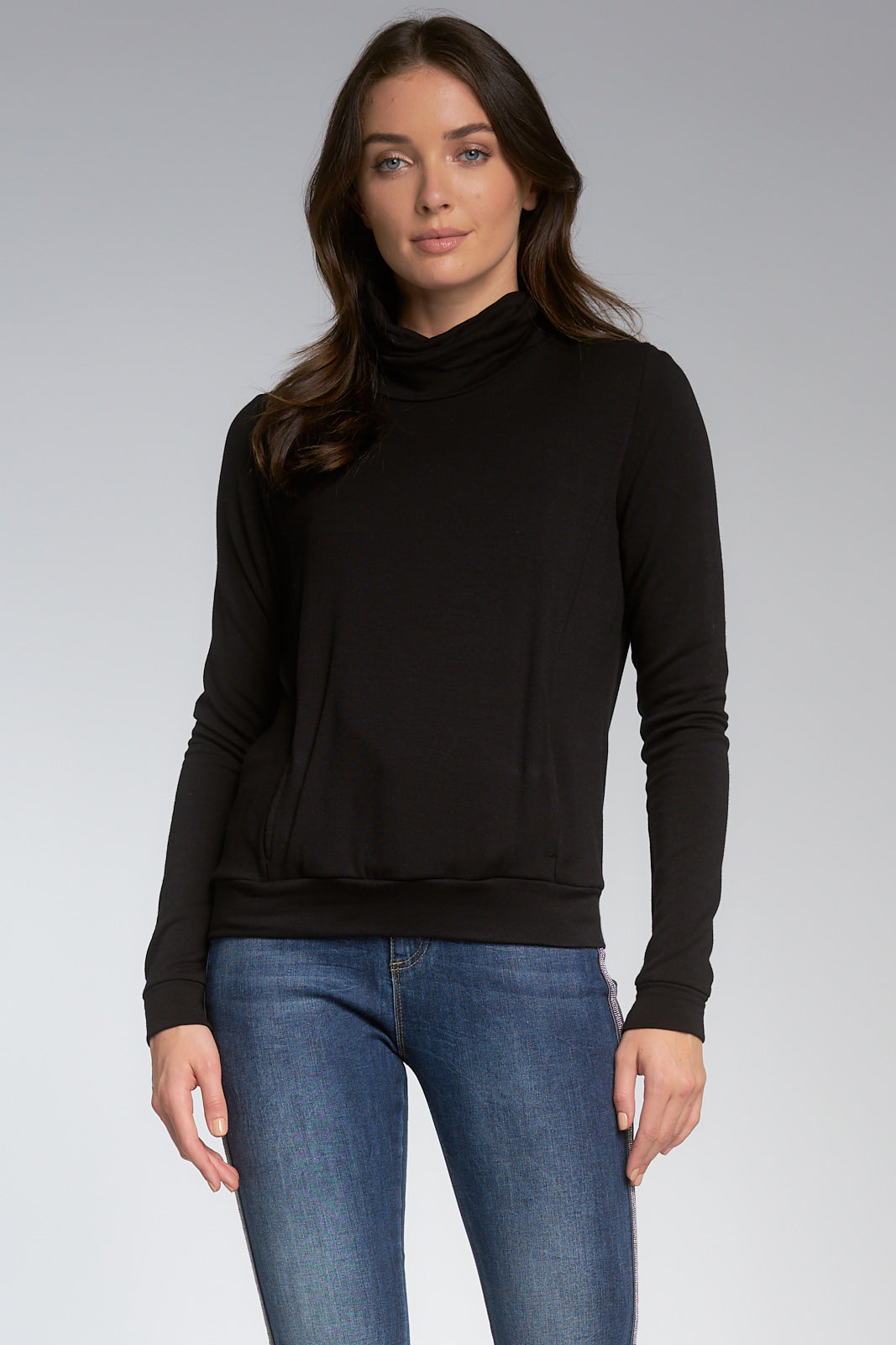 Turtle Neck Top with Front Pockets