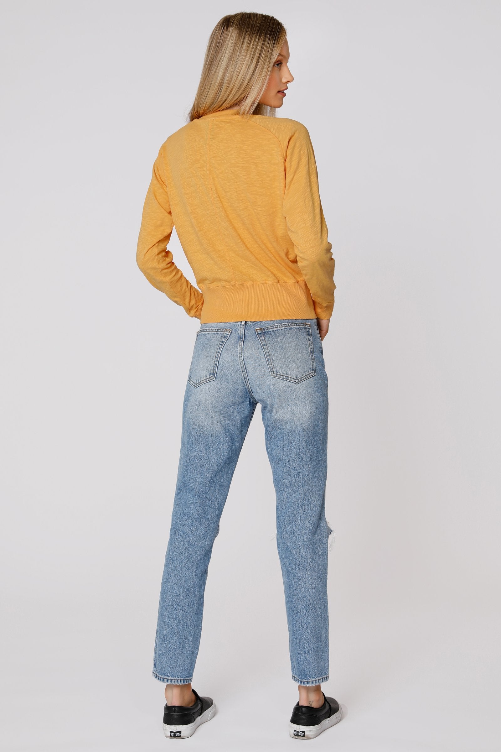 Tangerine Long Sleeve Cropped Raglan Top