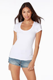 bobi White Rib Scoop Neck Tee