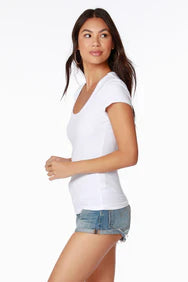 bobi White Rib Scoop Neck Tee