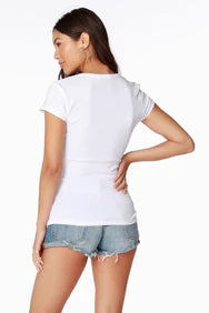 bobi White Rib Scoop Neck Tee
